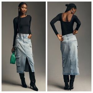 Anthropologie Pilcro Denim Cargo Skirt 4